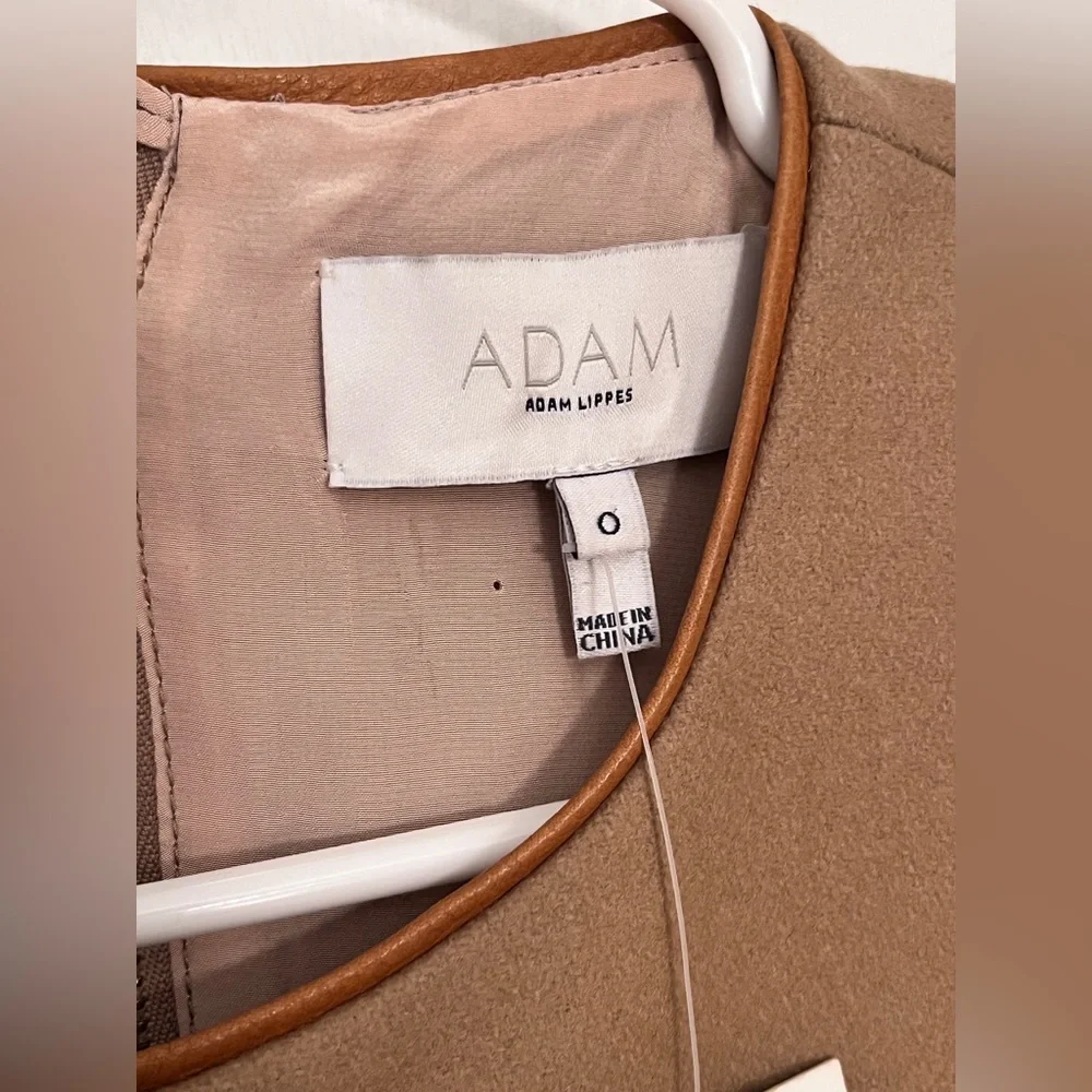 Adam Lippes - Brown Wool Midi Dress W/ Leather Trim size 0 - Picture 6 of 11